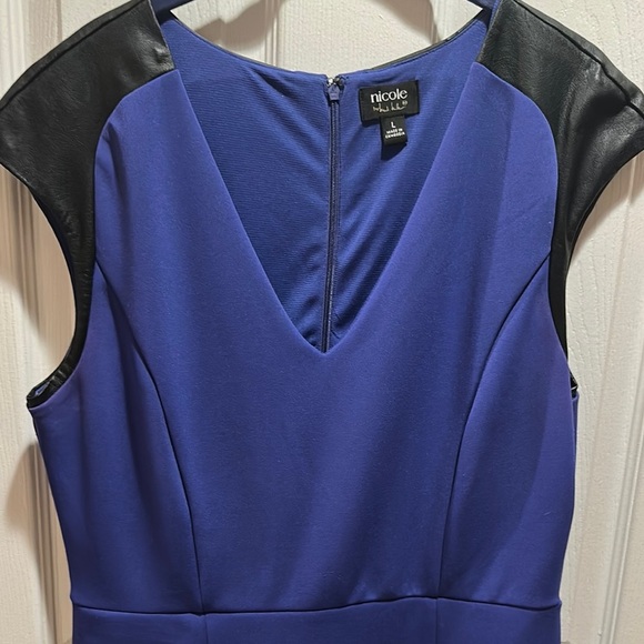 Milly Blue and Black Sheath Mini Dress V-Neck Cap Sleeve - Picture 2 of 5